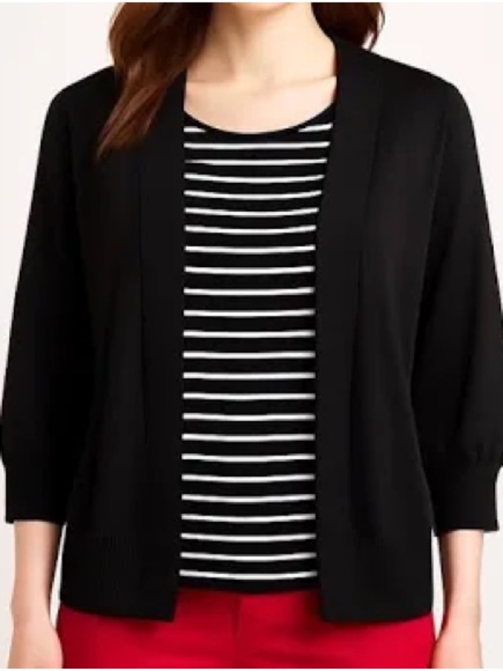 Women's Black Open-Front Lightweight Cardigan